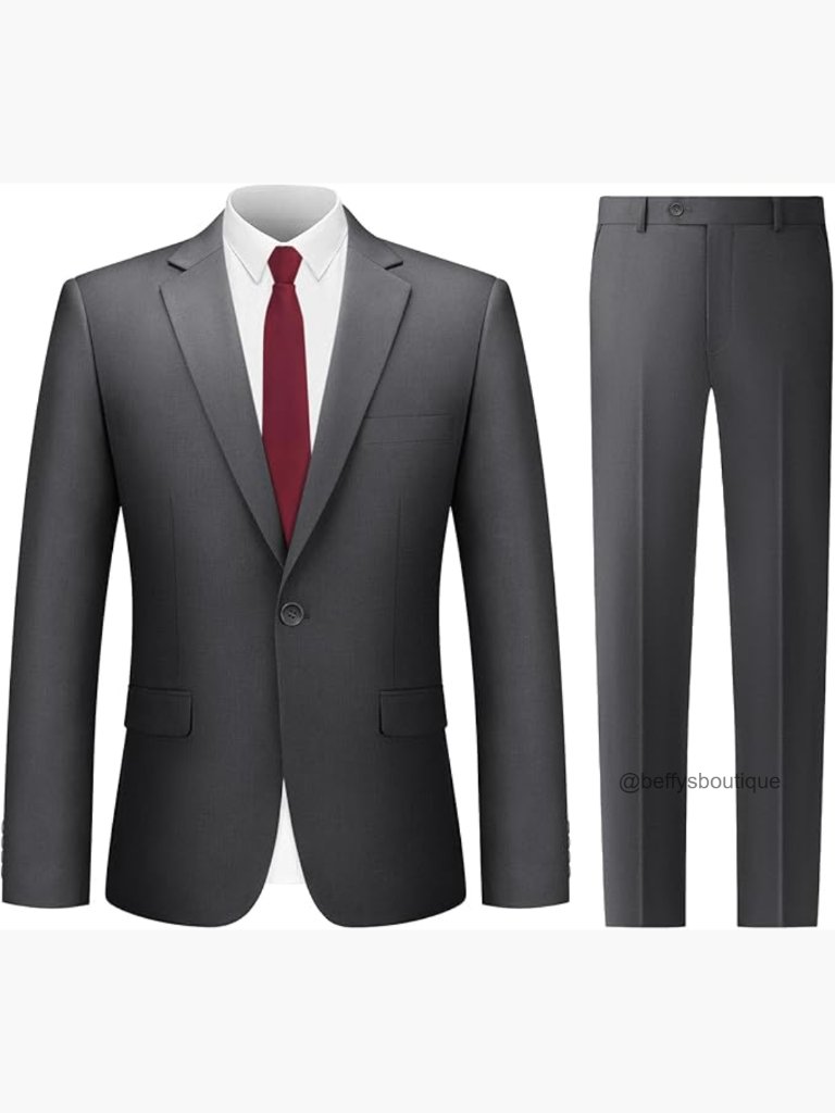 Slim Fit 2-Piece Suit Set With Tie For Wedding Business Prom